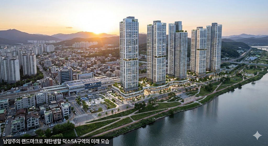남양주 덕소5A구역 힐스테이트 예상 분양가 및 입지 완벽 분석 2 덕소5A구역 조감도 또는 덕소역 주변 항공사진