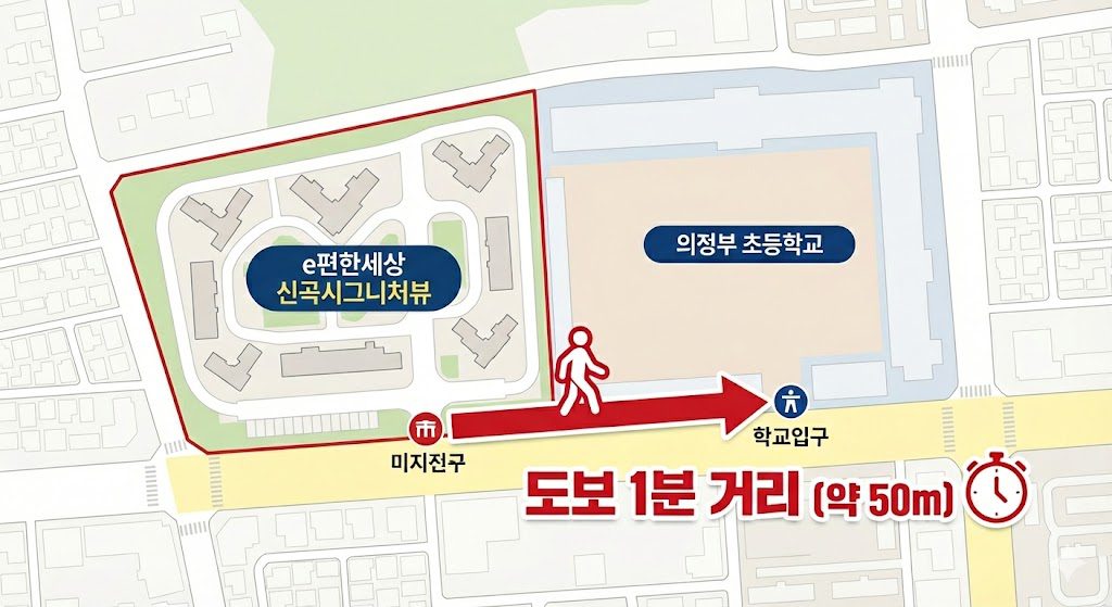 단지 바로 앞 의정부초등학교 위치 분석