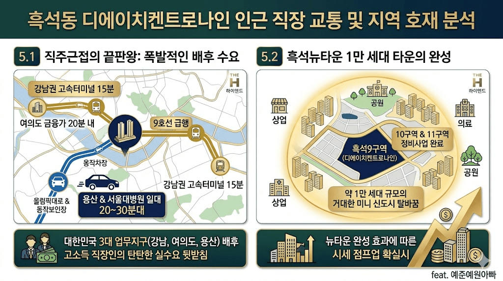 흑석동 디에이치켄트로나인 분양가 평면도 입지 분석 및 청약 전략 2026년 최신판 6 흑석동 디에이치켄트로나인 인근 직장 교통 및 지역 호재 분석 이미지