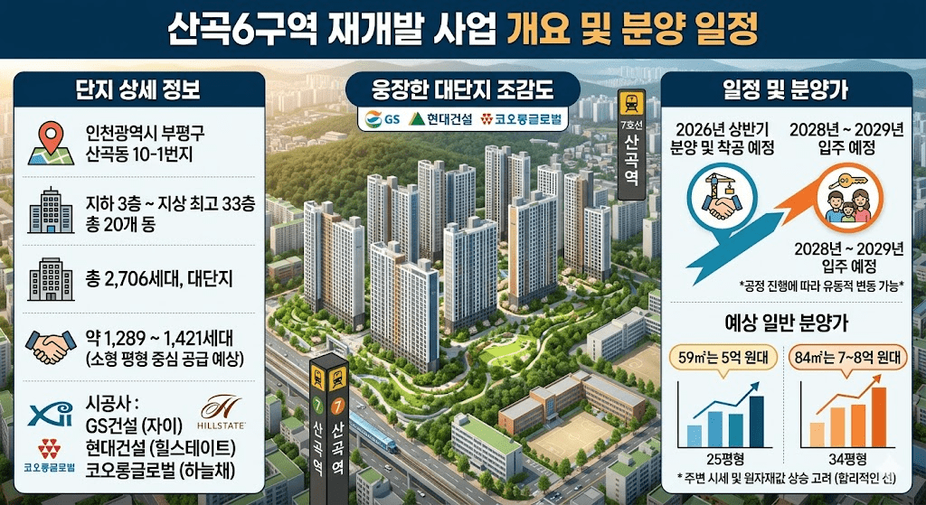 인천 부평 산곡6구역 산곡역 자이힐스테이트 하늘채 분양가 평면도 입지 총정리 3 산곡6구역 재개발 사업 개요 및 분양일정