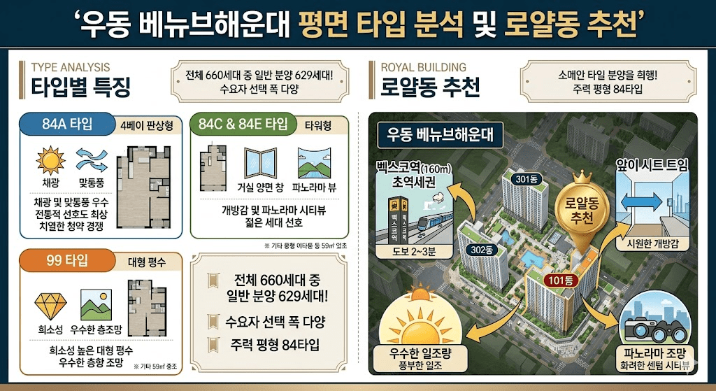 우동 베뉴브해운대 분양가 프리미엄 센텀 벡스코역 입지 분석 4 우동 베뉴브해운대 평면 타입 분석 및 로얄동 추천 이미지