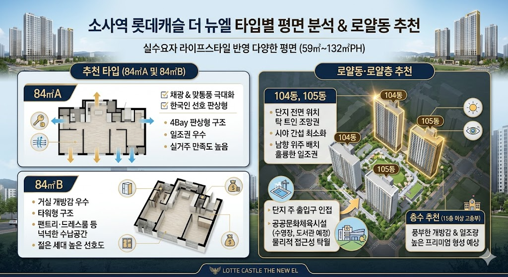 소사역 롯데캐슬 더 뉴엘 2027년 8월 입주 부천의 새로운 랜드마크 완벽 분석 4 소사역 롯데캐슬 더 뉴엘 타입별 평면 분석& 로얄동 추천 이미지