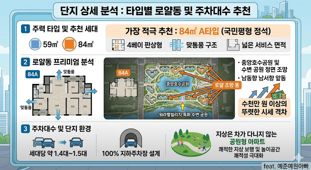2026년 검단신도시 AB22 AB23 블록 포스코 더샵 워라밸빌리지 청약 분석 및 투자 가이드 5 단지 상세분석 이미지 : 타입별 로얄동 및 주차대수