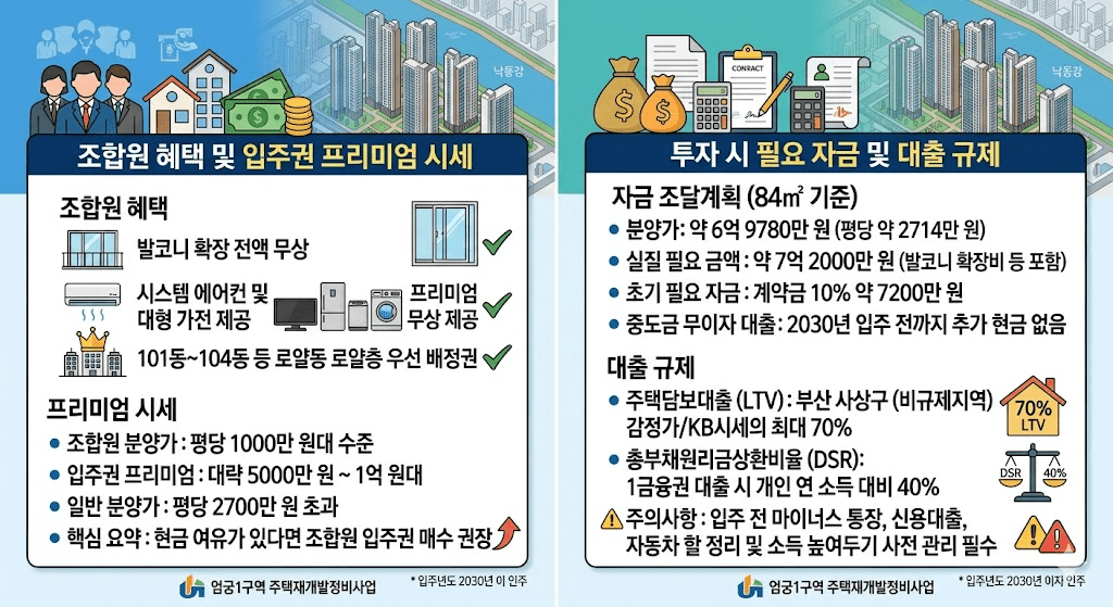 부산 사상구 엄궁역 트라비스 하늘채 분양가 입지 분석 및 청약 일정 총정리 6 조합원 혜택 및 입주권 프리미엄시세와
더불어 투자 시 필요 자금 및 대출 규제 이미지