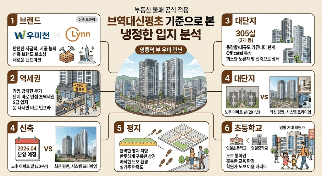 2026년 4월 분양 예정 수원 영통역 우미린 주거형 오피스텔 입지 분석 및 청약 투자 전략 4 브역대신평초 기준으로 본 냉정한 입지 분