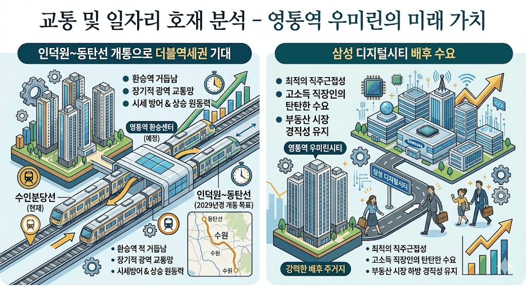 2026년 4월 분양 예정 수원 영통역 우미린 주거형 오피스텔 입지 분석 및 청약 투자 전략 5 교통 및 일자리 호재 분석 - 영통역 우미린의 미래 가