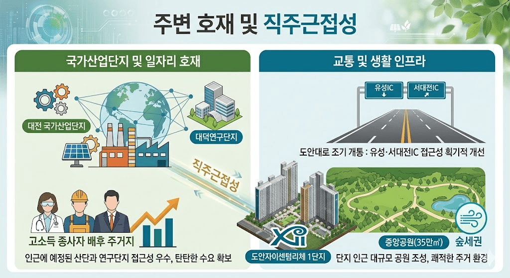 대전 도안자이센텀리체 1단지 분양 정보 및 입지 분석 투자 가치 가이드 7 주변 호재 및 직주근접성 이미지