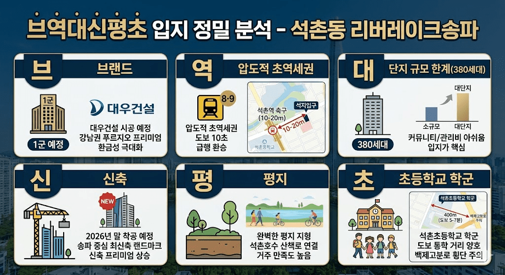 2026년 착공 석촌동 리버레이크송파 분양가 입지 주변 아파트 비교 완벽 분석 4 브역대신평초 입지 정밀 분석 - 석촌동 리버레이크송파 이미지