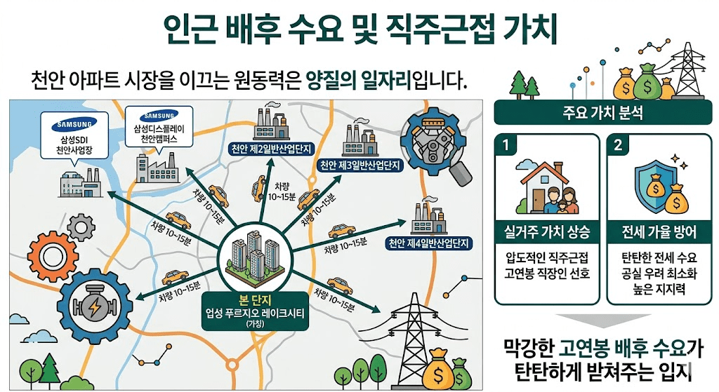 2026년 4월 천안 성성지구 업성푸르지오레이크시티 1순위 청약 분양가 입지 분석 및 투자 전망 7 인근 배후 수요 및 직주근접 가치 이미지