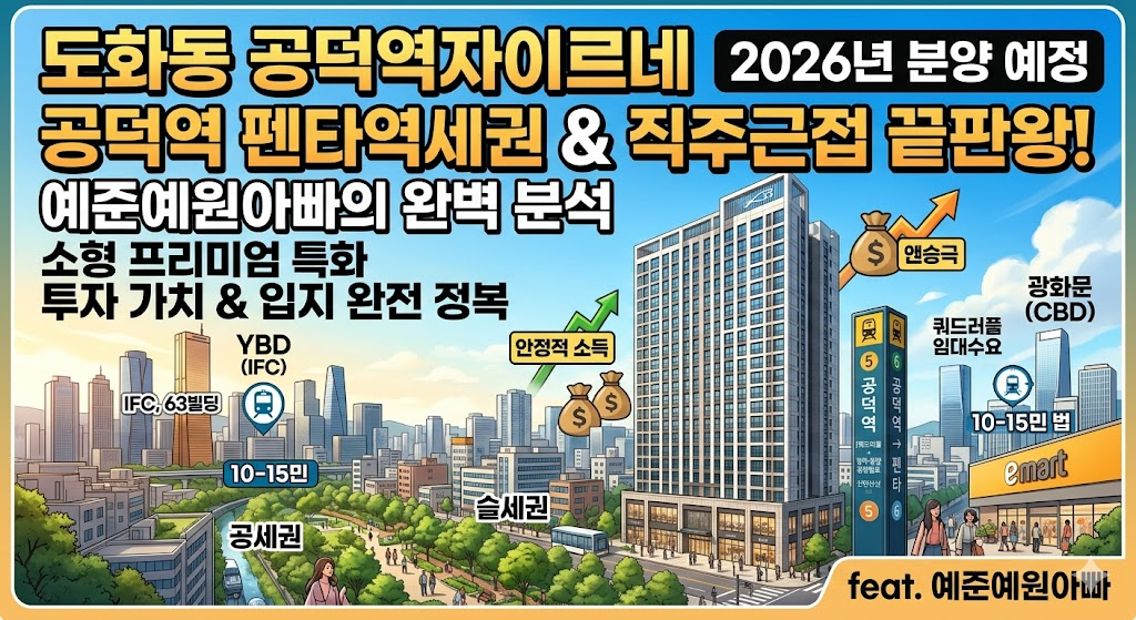 도화동 공덕역자이르네 아파트 2026년 분양 예정 및 공덕역 펜타역세권 입지 분석 블로그 썸네일 이미지