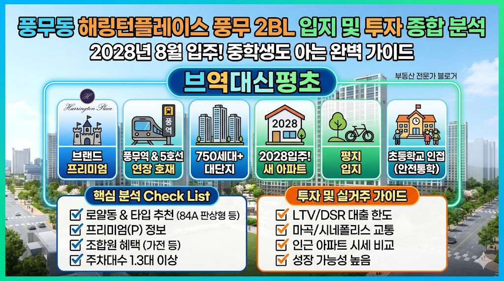 풍무동 해링턴플레이스 풍무 2BL 입지 및 투자 종합 분석 그래픽 - 브역대신평초 핵심 가이드