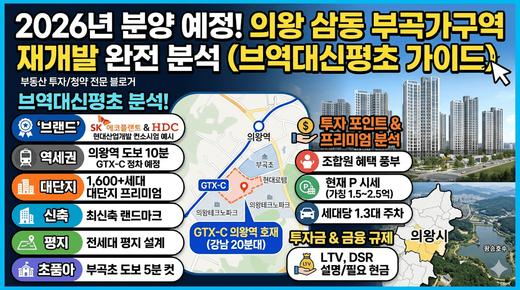 2026년 분양 예정 의왕 삼동 부곡가구역 재개발 입지 분석 및 브역대신평초 요약