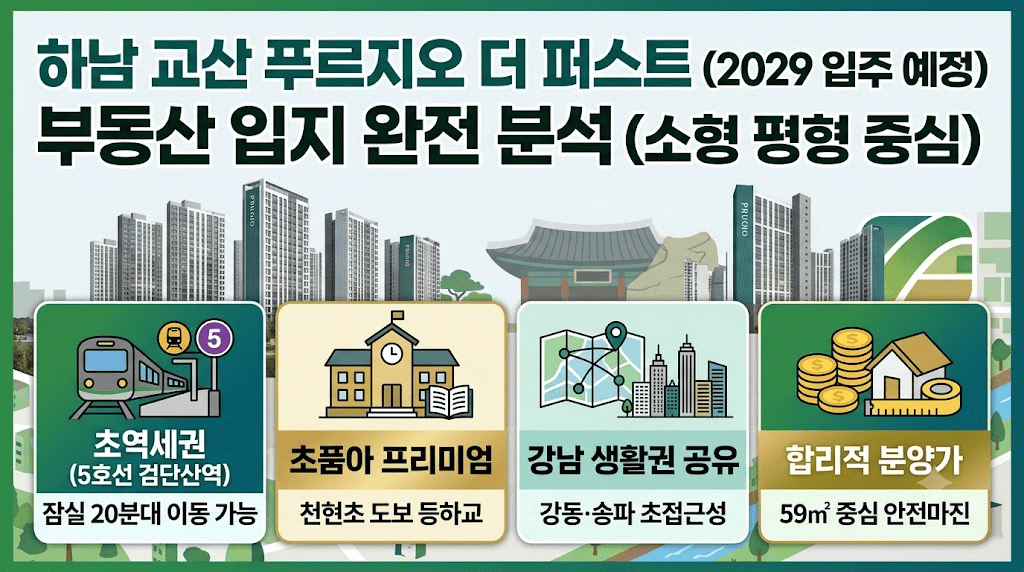 하남 교산 신도시 A2블록 푸르지오 더 퍼스트 청약 입지 분석 인포그래픽