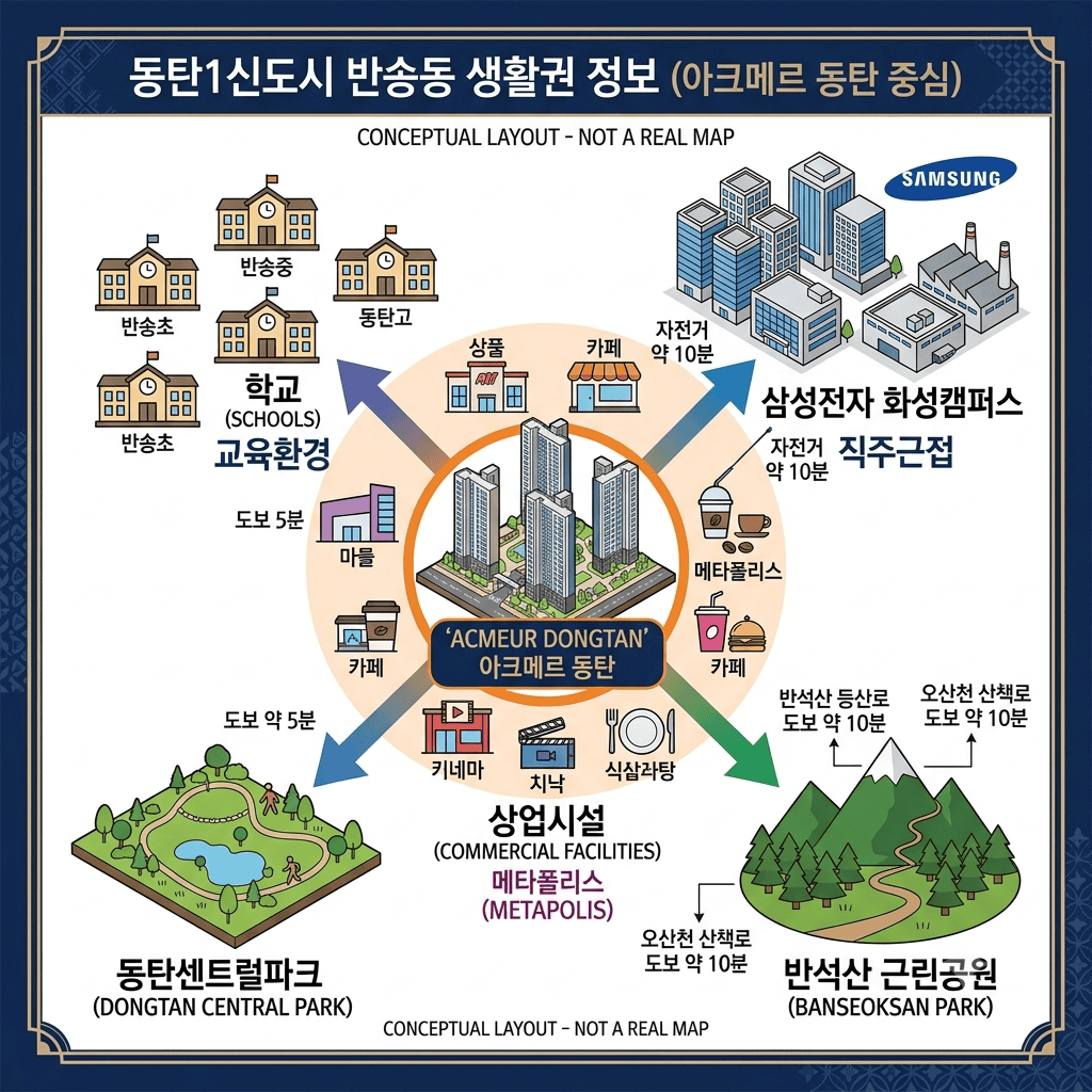 반송동 아크메르 동탄 M1-1-2블록|오래 비어 있던 부지가 움직이기 시작한 이유 6 아크메르 동탄 반송동 생활권과 주변 시설