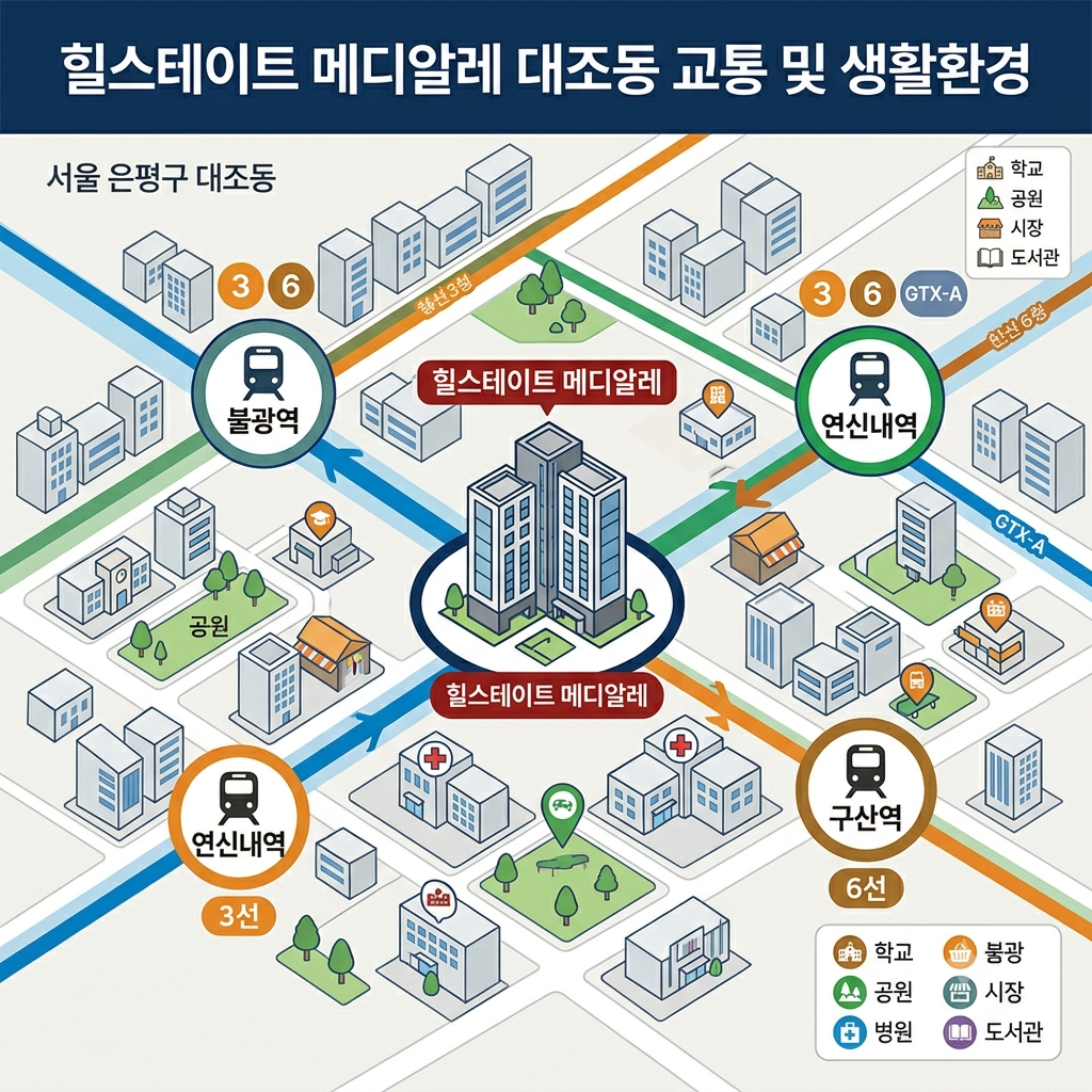 힐스테이트 메디알레 10월 입주, 공사비 갈등은 어디까지 정리됐을까? 7 힐스테이트 메디알레 대조동 교통 및 생활환경