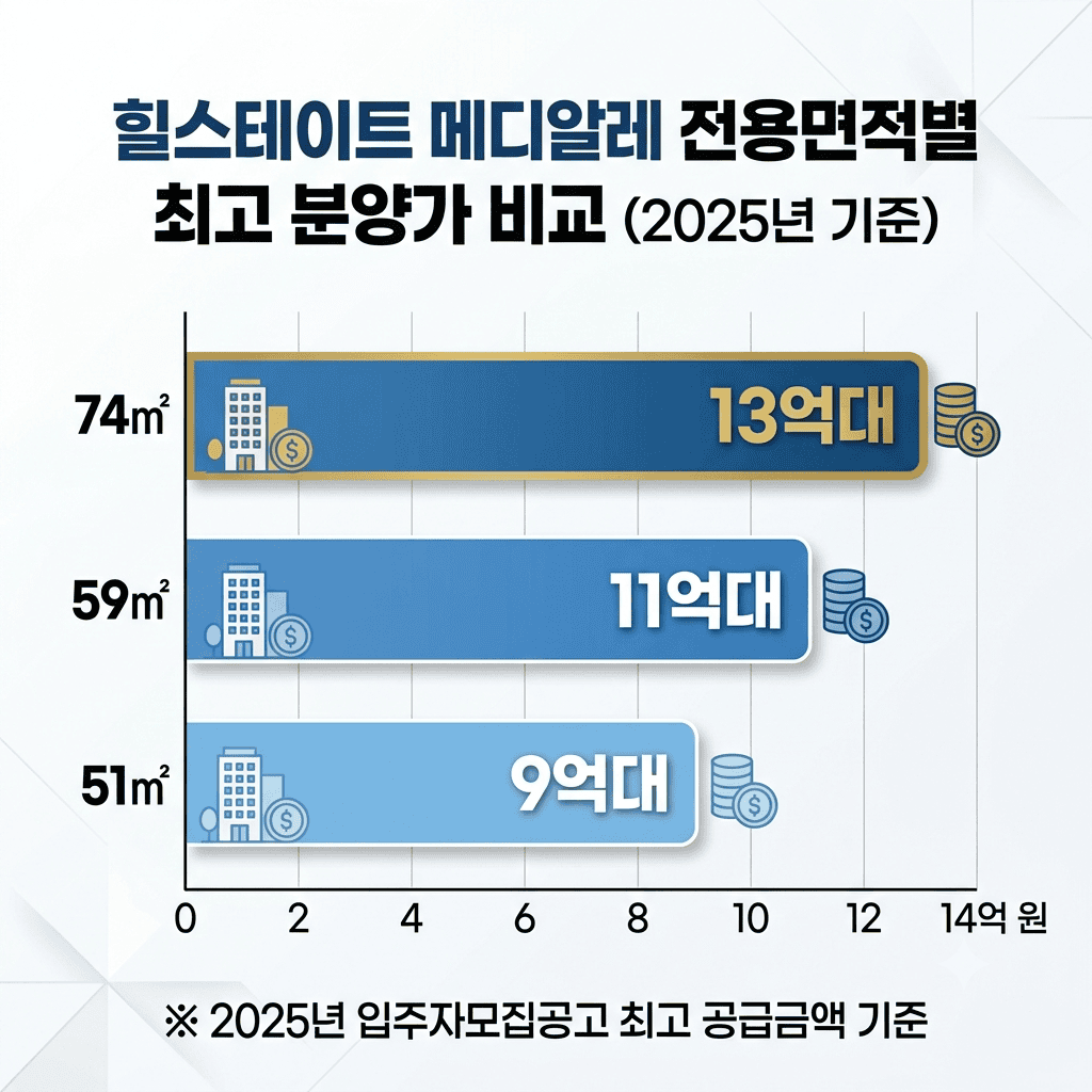 힐스테이트 메디알레 10월 입주, 공사비 갈등은 어디까지 정리됐을까? 3 힐스테이트 메디알레 전용면적별 분양가격 비교